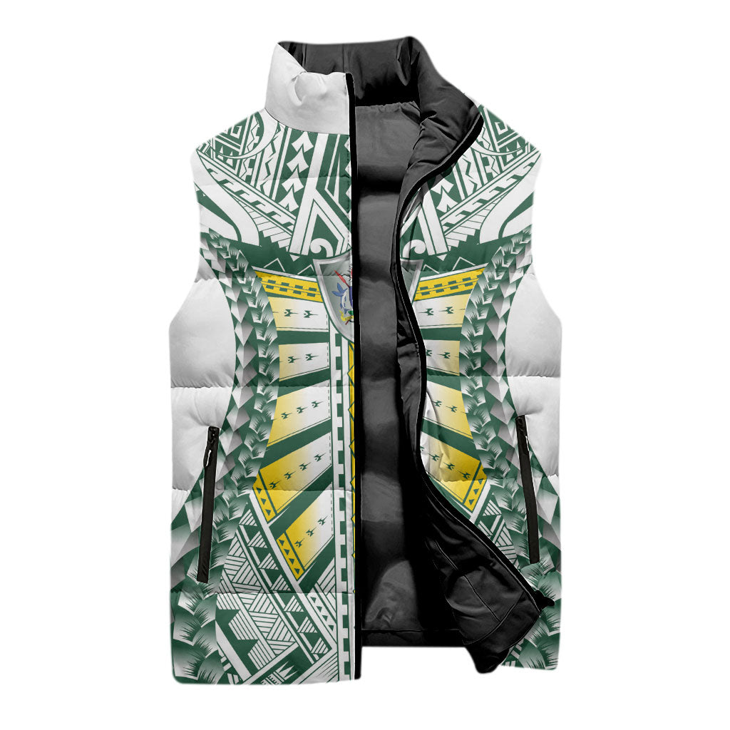 Cook Islands 1965 National Pride Sleeveless Puffer Jacket White Tribal Pattern LT9 - Polynesian Pride
