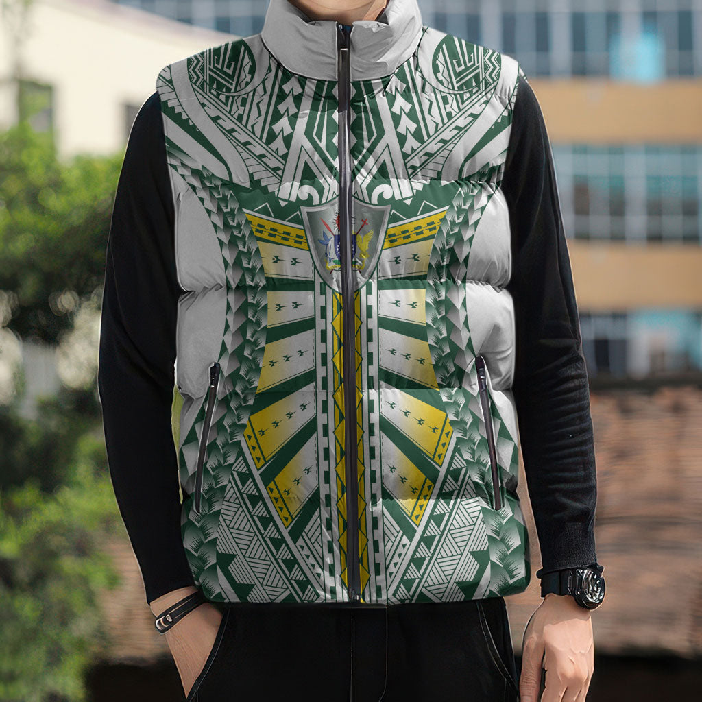 Cook Islands 1965 National Pride Sleeveless Puffer Jacket White Tribal Pattern LT9 - Polynesian Pride