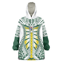 Cook Islands 1965 National Pride Wearable Blanket Hoodie White Tribal Pattern LT9 One Size White - Polynesian Pride