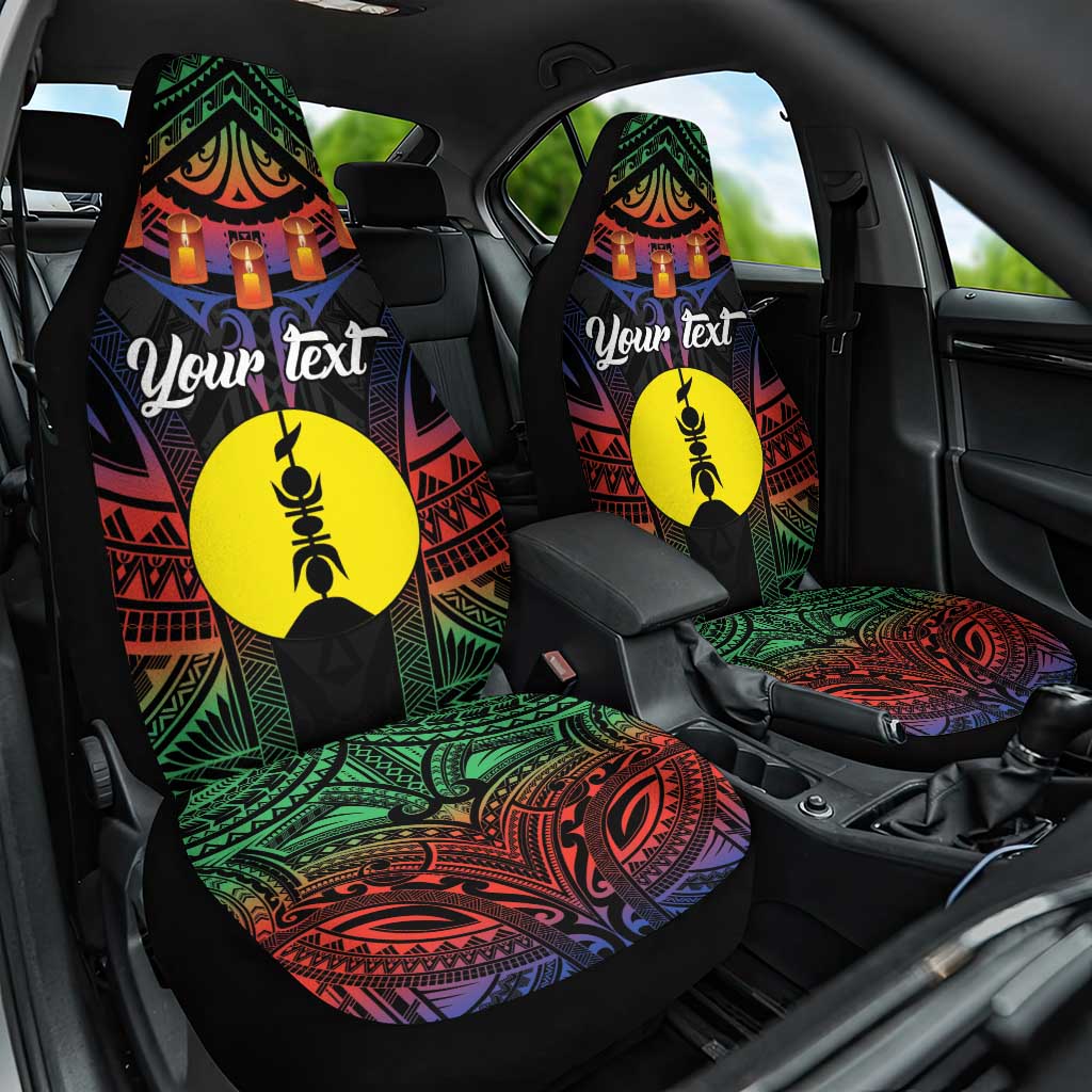 Personalised New Caledonia All Saints Day Car Seat Cover Candle Light with Polynesian Style LT9 One Size Black - Polynesian Pride