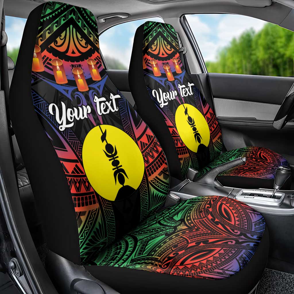 Personalised New Caledonia All Saints Day Car Seat Cover Candle Light with Polynesian Style LT9 - Polynesian Pride
