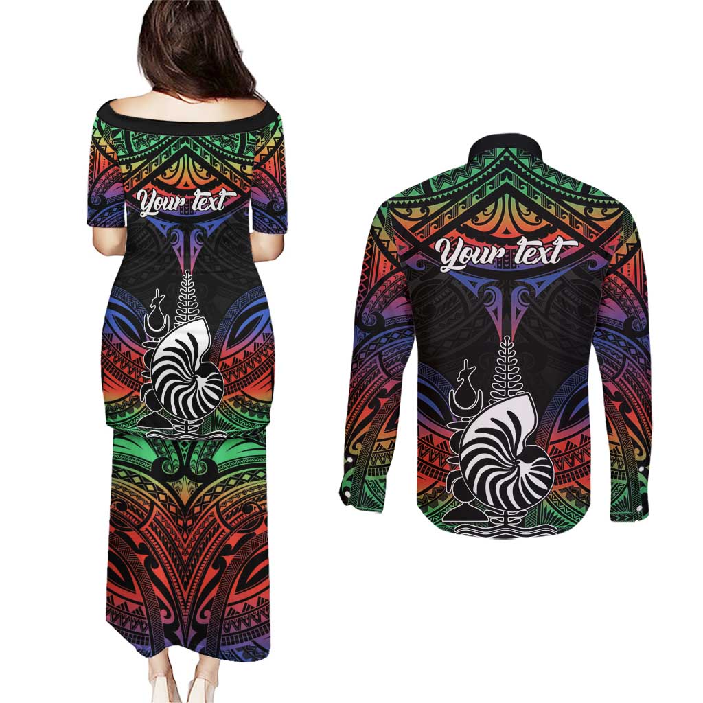 Personalised New Caledonia All Saints Day Couples Matching Puletasi and Long Sleeve Button Shirt Candle Light with Polynesian Style LT9 - Polynesian Pride