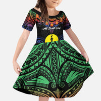 Personalised New Caledonia All Saints Day Family Matching Mermaid Dress and Hawaiian Shirt Candle Light with Polynesian Style LT9 Daughter's Dress Black - Polynesian Pride