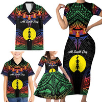 Personalised New Caledonia All Saints Day Family Matching Short Sleeve Bodycon Dress and Hawaiian Shirt Candle Light with Polynesian Style LT9 - Polynesian Pride