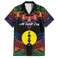 Personalised New Caledonia All Saints Day Family Matching Short Sleeve Bodycon Dress and Hawaiian Shirt Candle Light with Polynesian Style LT9 Dad's Shirt - Short Sleeve Black - Polynesian Pride