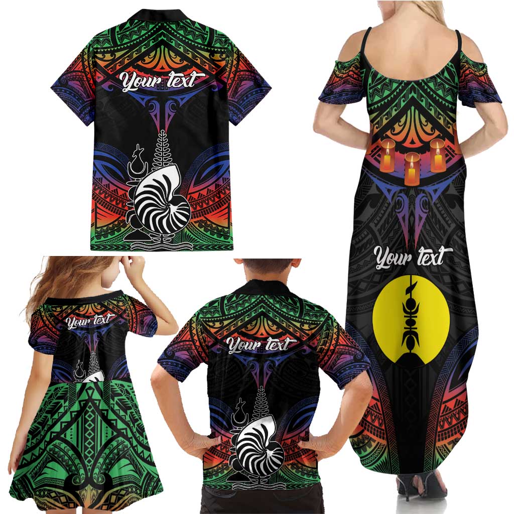 Personalised New Caledonia All Saints Day Family Matching Summer Maxi Dress and Hawaiian Shirt Candle Light with Polynesian Style LT9 - Polynesian Pride