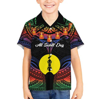Personalised New Caledonia All Saints Day Family Matching Summer Maxi Dress and Hawaiian Shirt Candle Light with Polynesian Style LT9 Son's Shirt Black - Polynesian Pride