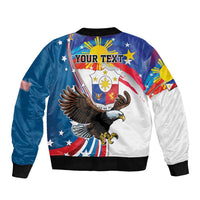 Personalized Filipino-American Bomber Jacket The Eight-Rayed Sun with Bald Eagle LT9 - Polynesian Pride