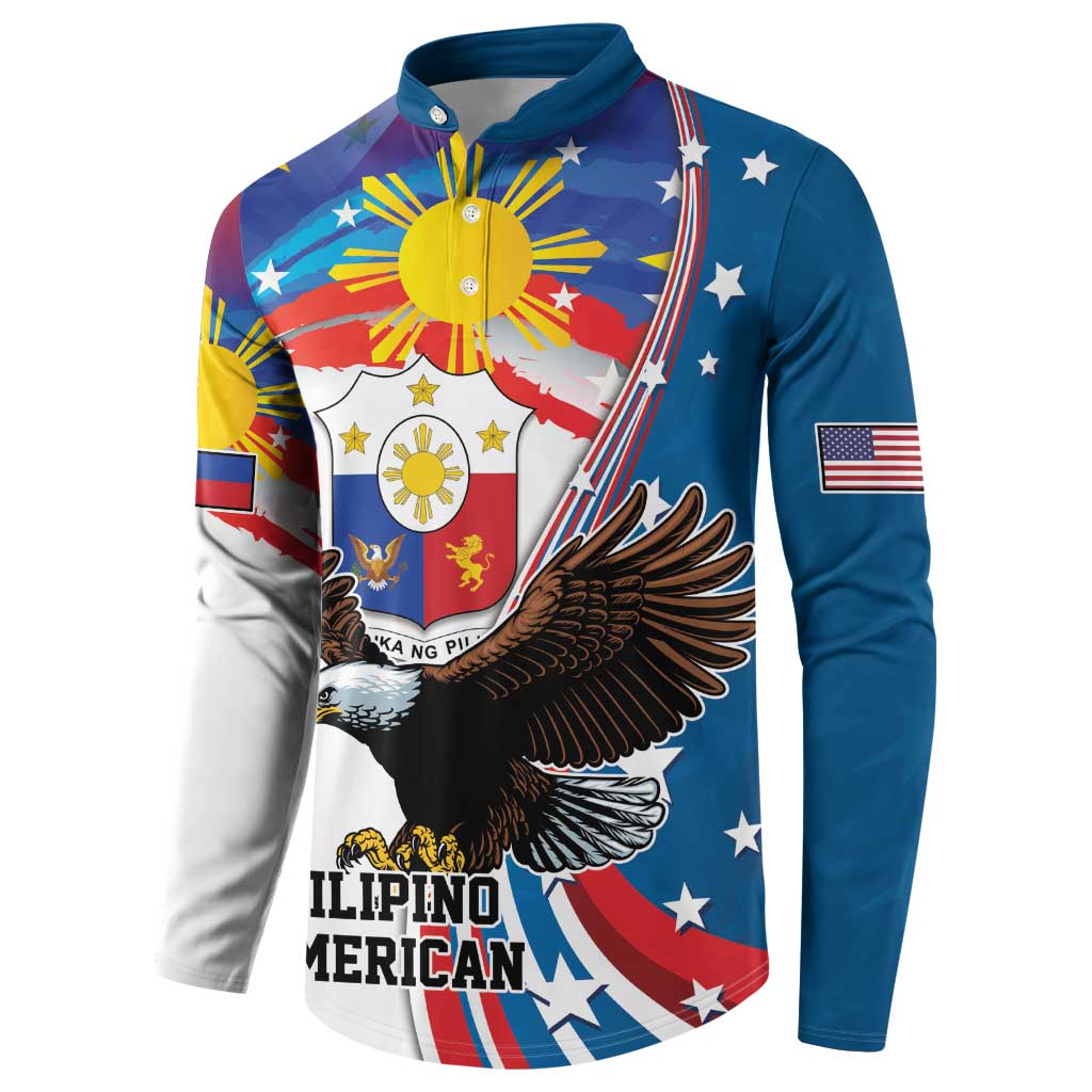 Personalized Filipino-American Button Sweatshirt The Eight-Rayed Sun with Bald Eagle LT9 - Polynesian Pride