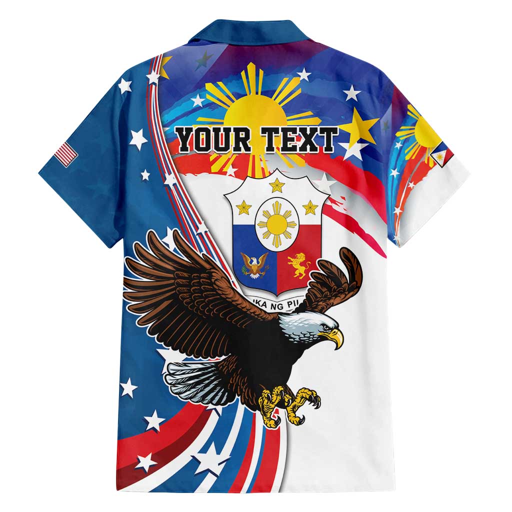 Personalized Filipino-American Family Matching Long Sleeve Bodycon Dress and Hawaiian Shirt The Eight-Rayed Sun with Bald Eagle LT9 - Polynesian Pride