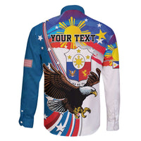 Personalized Filipino-American Family Matching Long Sleeve Bodycon Dress and Hawaiian Shirt The Eight-Rayed Sun with Bald Eagle LT9 - Polynesian Pride