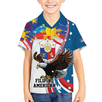 Personalized Filipino-American Family Matching Long Sleeve Bodycon Dress and Hawaiian Shirt The Eight-Rayed Sun with Bald Eagle LT9 Son's Shirt Blue - Polynesian Pride