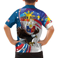 Personalized Filipino-American Family Matching Off The Shoulder Long Sleeve Dress and Hawaiian Shirt The Eight-Rayed Sun with Bald Eagle LT9 - Polynesian Pride