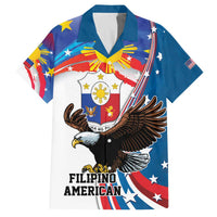 Personalized Filipino-American Family Matching Off The Shoulder Long Sleeve Dress and Hawaiian Shirt The Eight-Rayed Sun with Bald Eagle LT9 Dad's Shirt - Short Sleeve Blue - Polynesian Pride