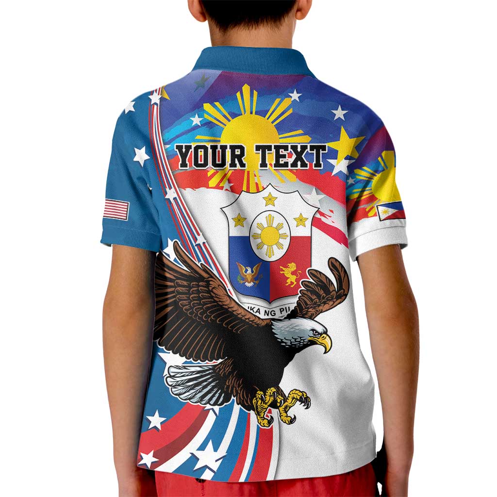 Personalized Filipino-American Kid Polo Shirt The Eight-Rayed Sun with Bald Eagle