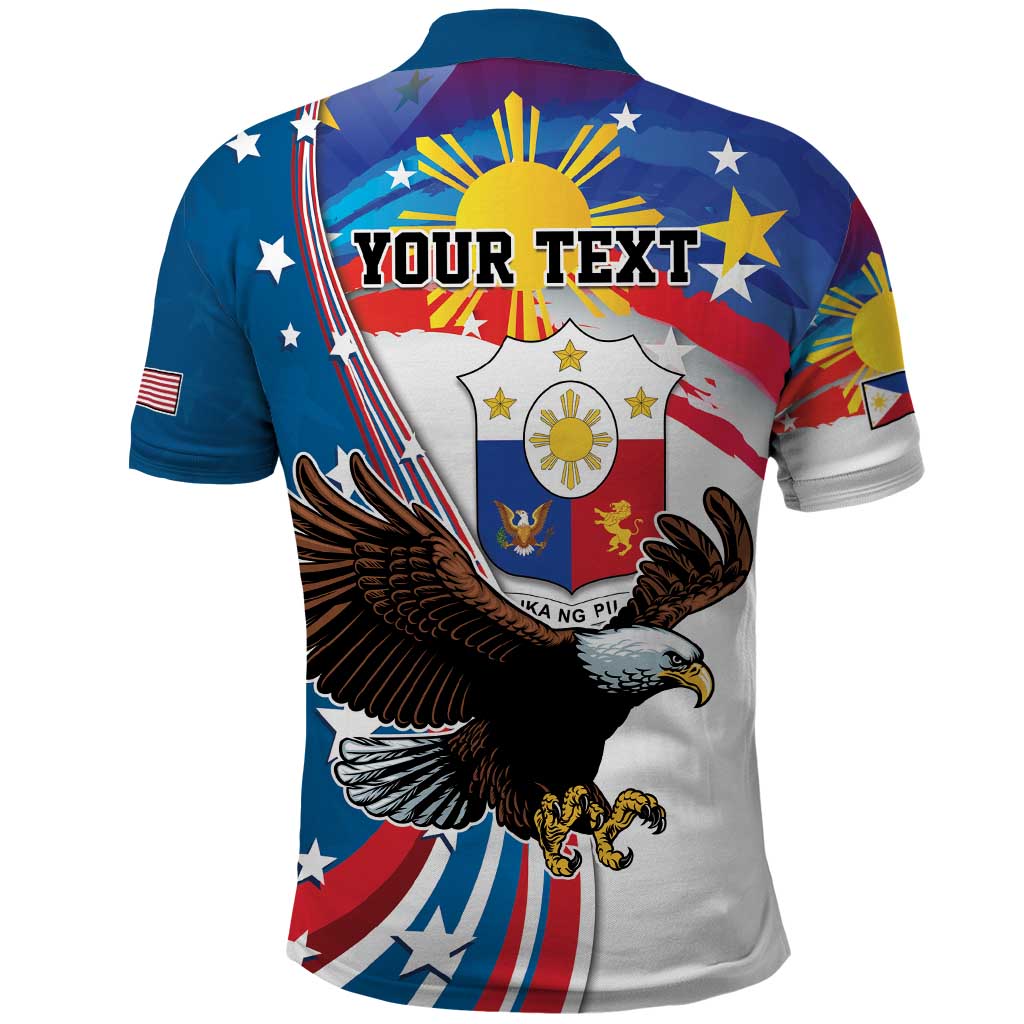 Personalized Filipino-American Polo Shirt The Eight-Rayed Sun with Bald Eagle