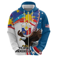 Personalized Filipino-American Zip Hoodie The Eight-Rayed Sun with Bald Eagle LT9 - Polynesian Pride