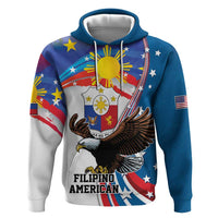 Personalized Filipino-American Zip Hoodie The Eight-Rayed Sun with Bald Eagle LT9 Pullover Hoodie Blue - Polynesian Pride