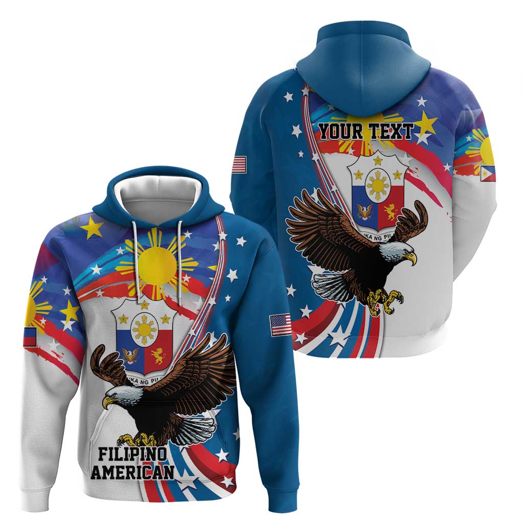 Personalized Filipino-American Zip Hoodie The Eight-Rayed Sun with Bald Eagle LT9 - Polynesian Pride