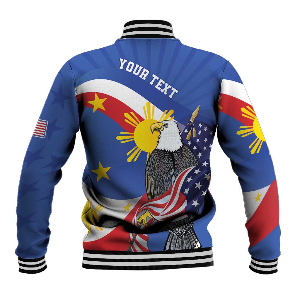 Personalized Filipino-American Baseball Jacket Philippines Coat Of Arms with Bald Eagle LT9 - Polynesian Pride