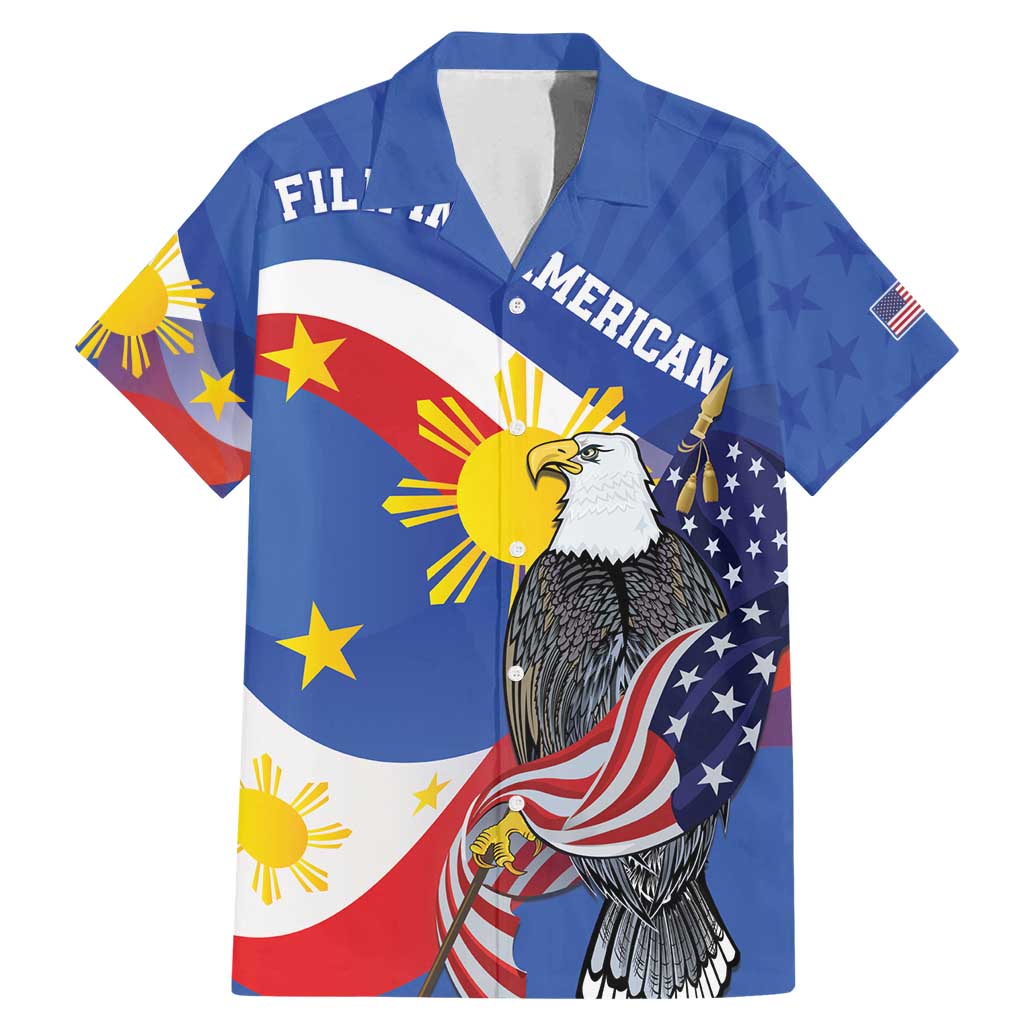 Personalized Filipino-American Family Matching Mermaid Dress and Hawaiian Shirt Philippines Coat Of Arms with Bald Eagle LT9 Dad's Shirt - Short Sleeve White - Polynesian Pride