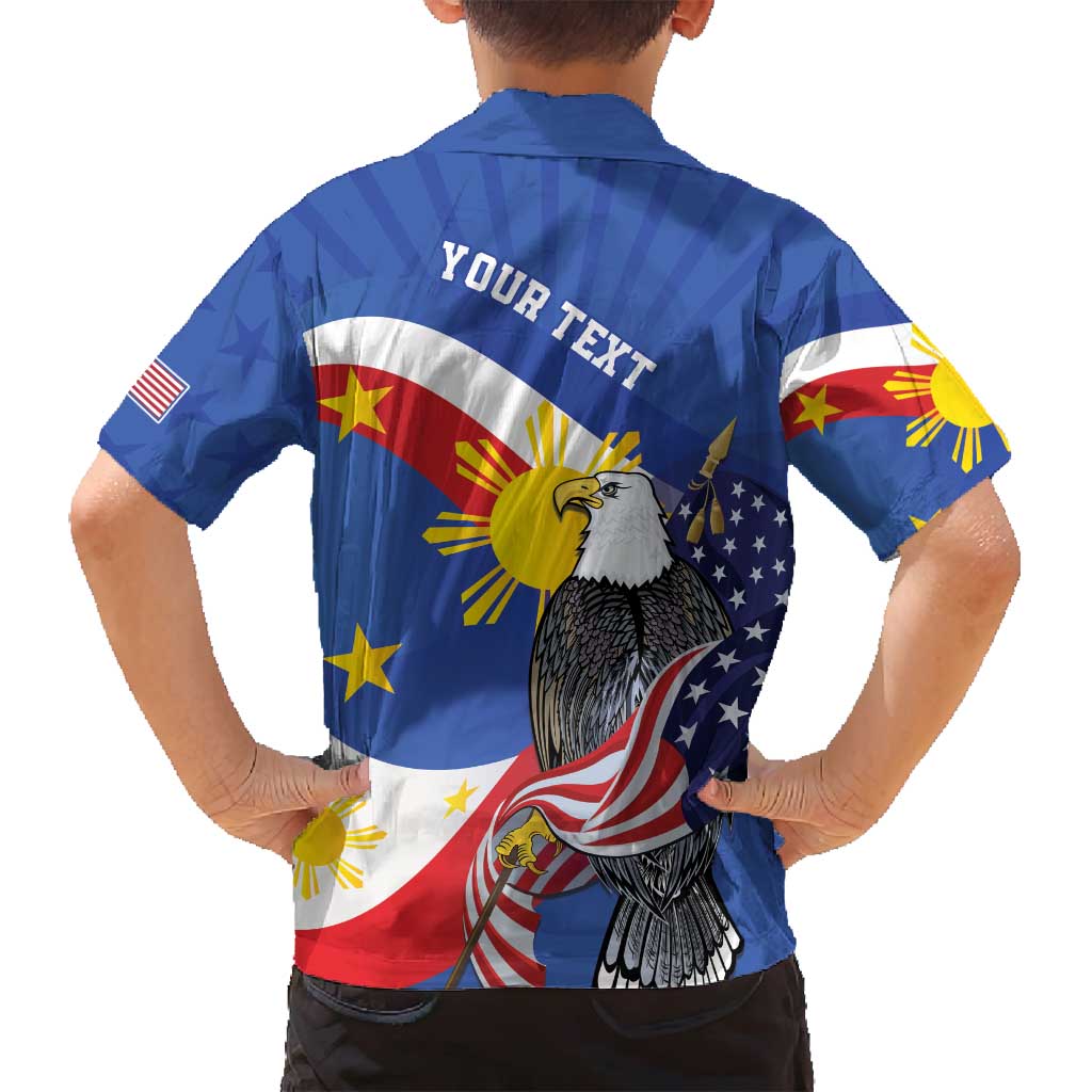 Personalized Filipino-American Family Matching Off Shoulder Maxi Dress and Hawaiian Shirt Philippines Coat Of Arms with Bald Eagle LT9 - Polynesian Pride