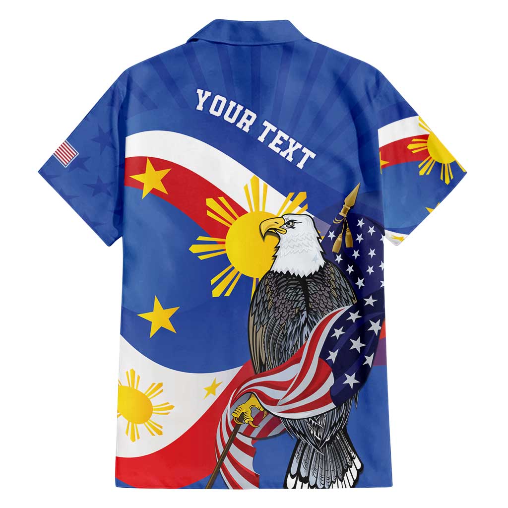 Personalized Filipino-American Family Matching Off Shoulder Maxi Dress and Hawaiian Shirt Philippines Coat Of Arms with Bald Eagle LT9 - Polynesian Pride