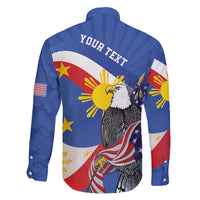 Personalized Filipino-American Family Matching Off Shoulder Maxi Dress and Hawaiian Shirt Philippines Coat Of Arms with Bald Eagle LT9 - Polynesian Pride