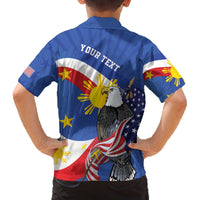 Personalized Filipino-American Family Matching Off Shoulder Short Dress and Hawaiian Shirt Philippines Coat Of Arms with Bald Eagle LT9 - Polynesian Pride