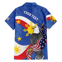 Personalized Filipino-American Family Matching Off Shoulder Short Dress and Hawaiian Shirt Philippines Coat Of Arms with Bald Eagle LT9 - Polynesian Pride