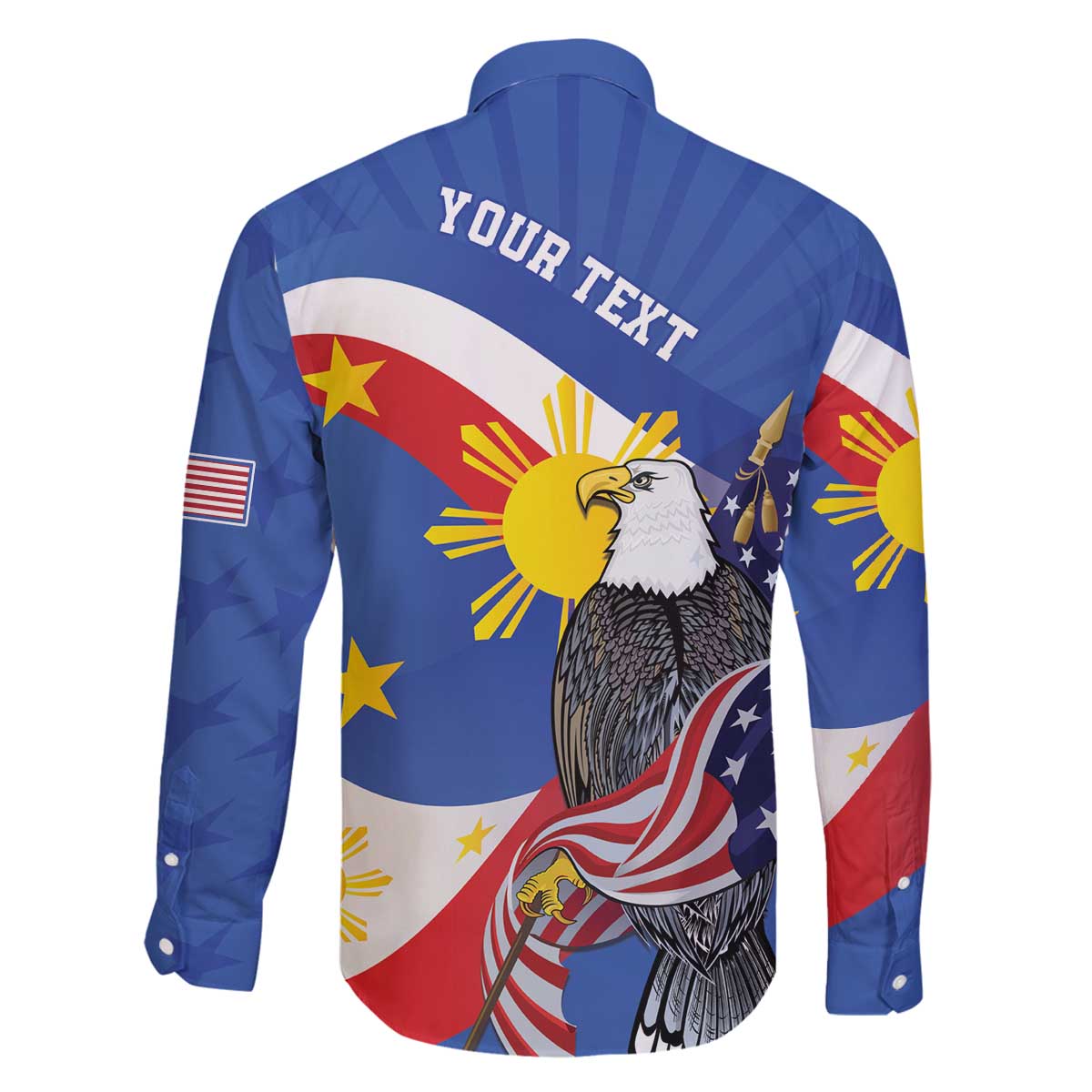 Personalized Filipino-American Family Matching Puletasi and Hawaiian Shirt Philippines Coat Of Arms with Bald Eagle LT9 - Polynesian Pride