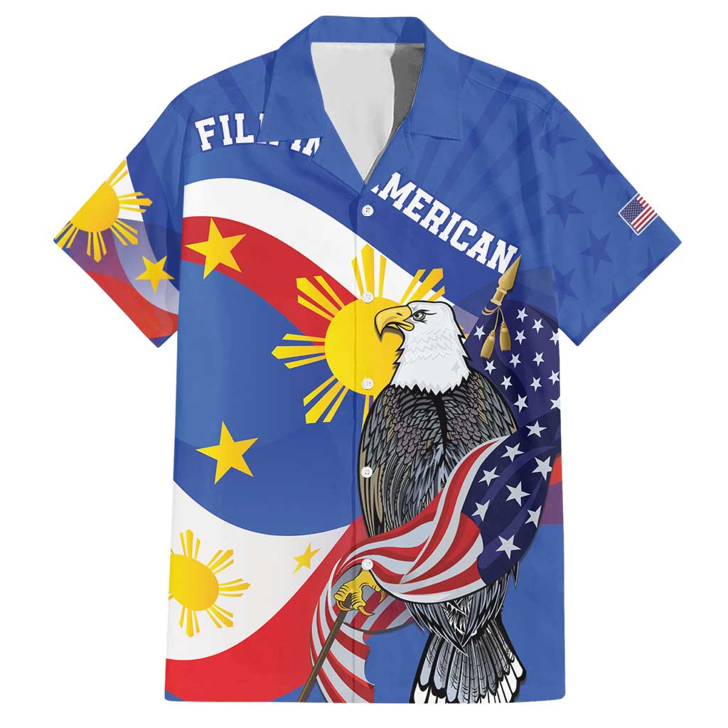 Personalized Filipino-American Family Matching Short Sleeve Bodycon Dress and Hawaiian Shirt Philippines Coat Of Arms with Bald Eagle LT9 Dad's Shirt - Short Sleeve White - Polynesian Pride