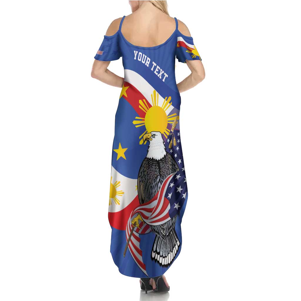 Personalized Filipino-American Family Matching Summer Maxi Dress and Hawaiian Shirt Philippines Coat Of Arms with Bald Eagle LT9 - Polynesian Pride