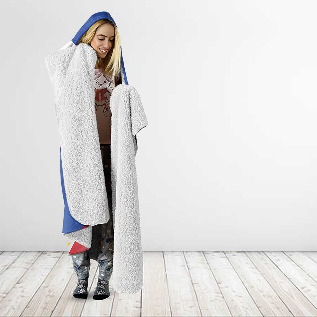 Personalized Filipino-American Hooded Blanket Philippines Coat Of Arms with Bald Eagle