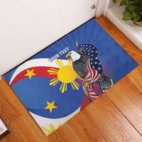 Personalized Filipino-American Rubber Doormat Philippines Coat Of Arms with Bald Eagle LT9 - Polynesian Pride