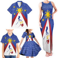 Personalized Pilipinas Eight-Rayed Sun Family Matching Tank Maxi Dress and Hawaiian Shirt Philippines Map With Polynesian Style LT9 - Polynesian Pride