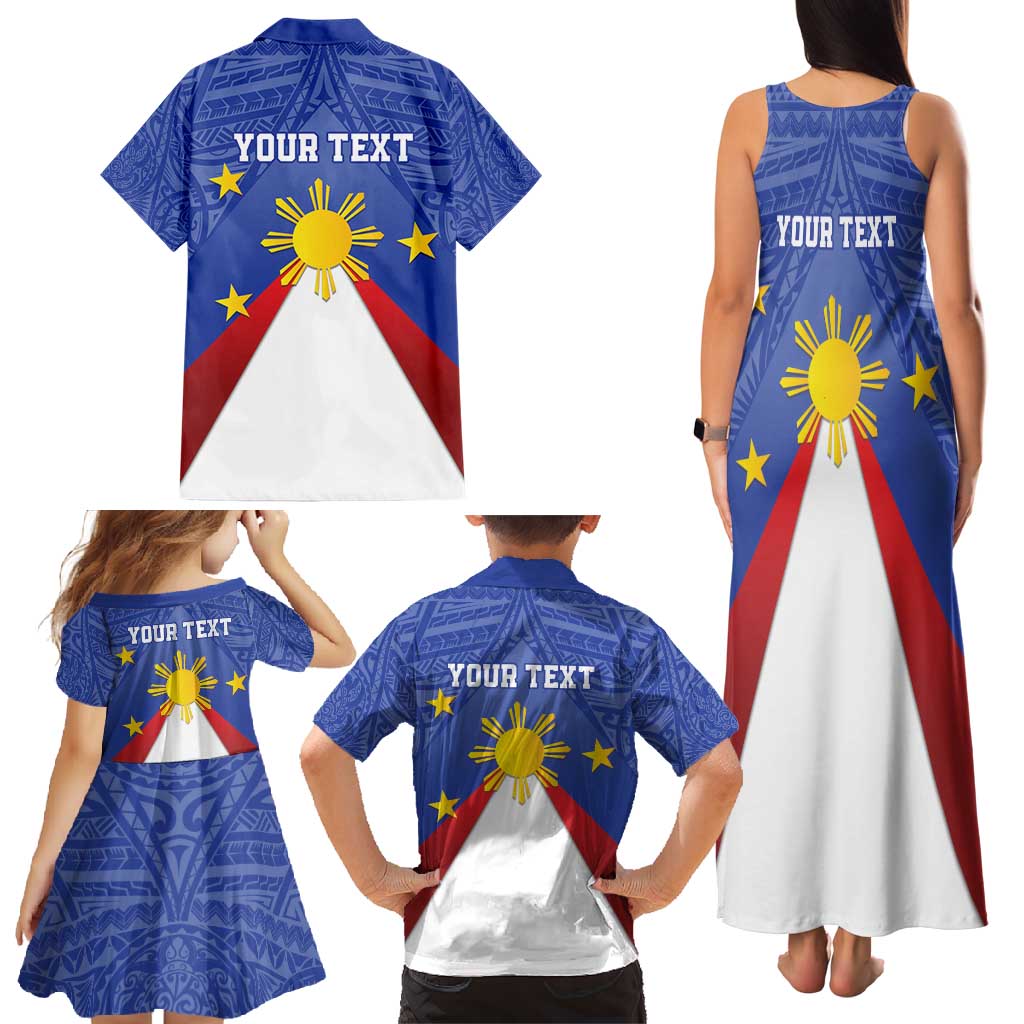 Personalized Pilipinas Eight-Rayed Sun Family Matching Tank Maxi Dress and Hawaiian Shirt Philippines Map With Polynesian Style LT9 - Polynesian Pride