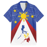 Personalized Pilipinas Eight-Rayed Sun Family Matching Tank Maxi Dress and Hawaiian Shirt Philippines Map With Polynesian Style LT9 Dad's Shirt - Short Sleeve Blue - Polynesian Pride