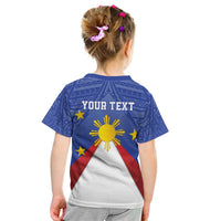 Personalized Pilipinas Eight-Rayed Sun Kid T Shirt Philippines Map With Polynesian Style