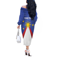 Personalized Pilipinas Eight-Rayed Sun Off The Shoulder Long Sleeve Dress Philippines Map With Polynesian Style