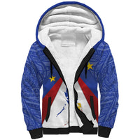 Personalized Pilipinas Eight-Rayed Sun Sherpa Hoodie Philippines Map With Polynesian Style LT9 Unisex Blue - Polynesian Pride