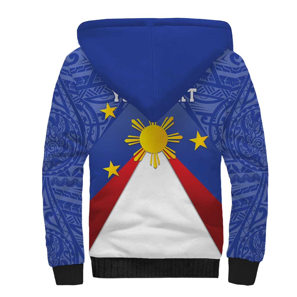 Personalized Pilipinas Eight-Rayed Sun Sherpa Hoodie Philippines Map With Polynesian Style LT9 - Polynesian Pride