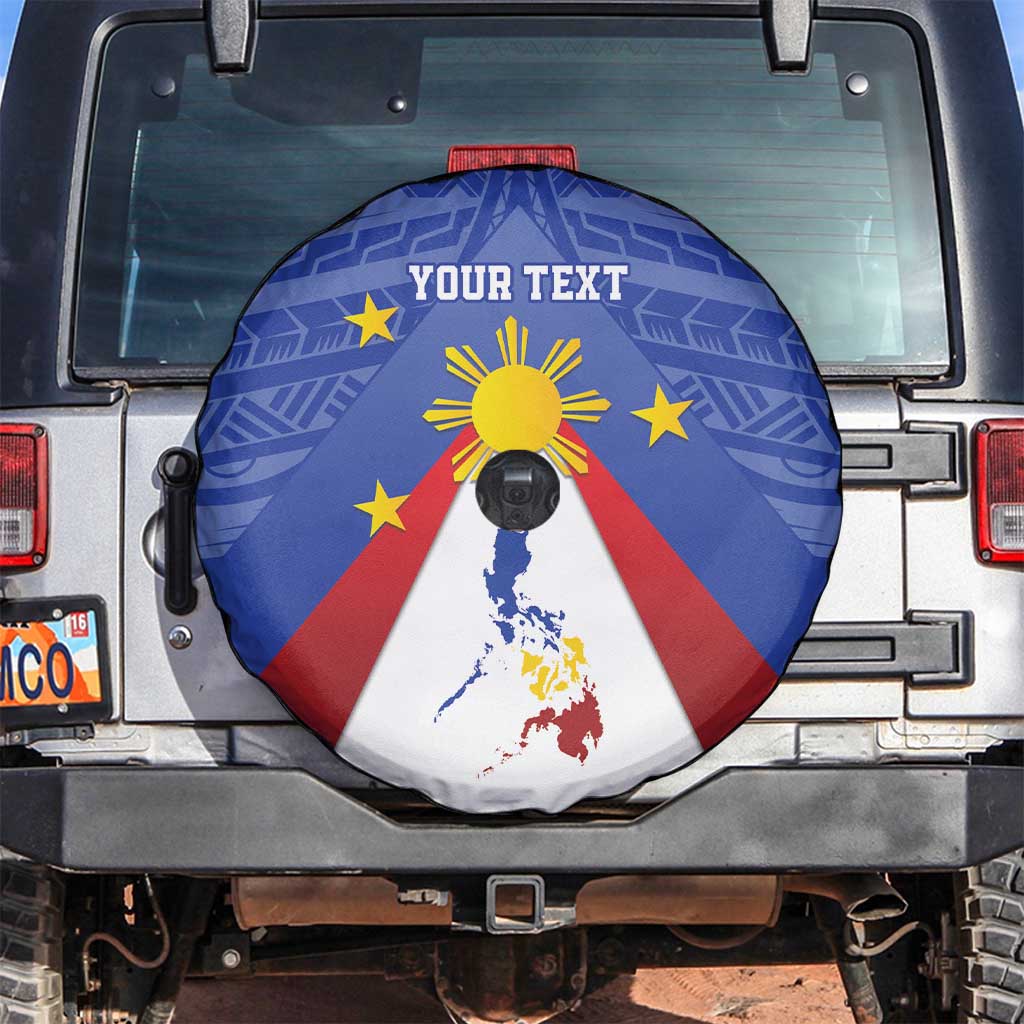 Personalized Pilipinas Eight-Rayed Sun Spare Tire Cover Philippines Map With Polynesian Style LT9 Blue - Polynesian Pride