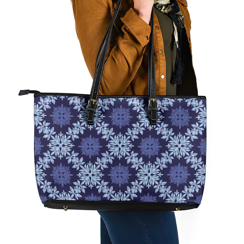 Palaka Hawaiian Quilt Seamless Pattern Leather Tote Bag - Polynesian Pride