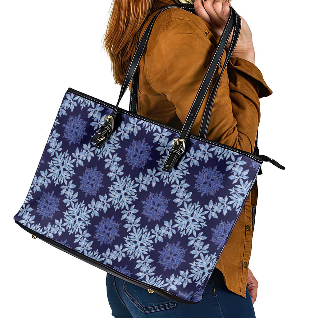 Palaka Hawaiian Quilt Seamless Pattern Leather Tote Bag - Polynesian Pride
