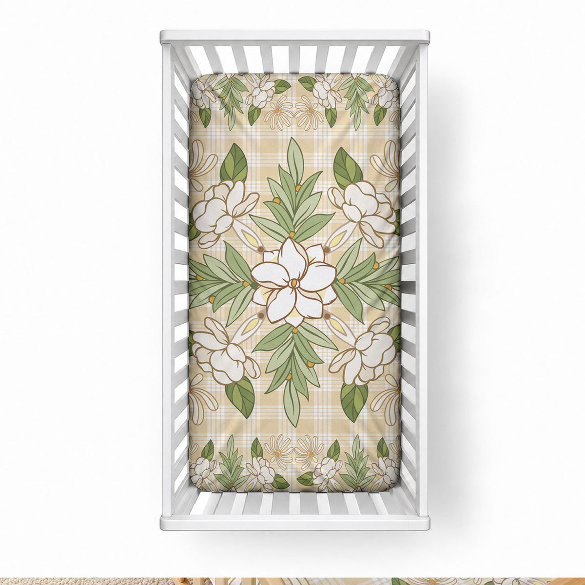 Squares Maile Leaf Baby Bed Cover Beige Palaka Hawaiian Quilt Pattern LT9 28 × 52 in Beige - Polynesian Pride