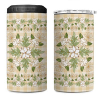 Squares Maile Leaf 4 in 1 Can Cooler Tumbler Beige Palaka Hawaiian Quilt Pattern LT9 One Size: 16 oz Beige - Polynesian Pride