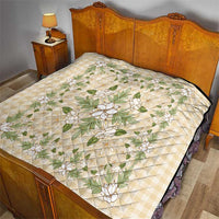 Squares Maile Leaf Quilt Beige Palaka Hawaiian Quilt Pattern - Polynesian Pride