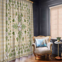 Squares Maile Leaf Window Curtain Beige Palaka Hawaiian Quilt Pattern - Polynesian Pride
