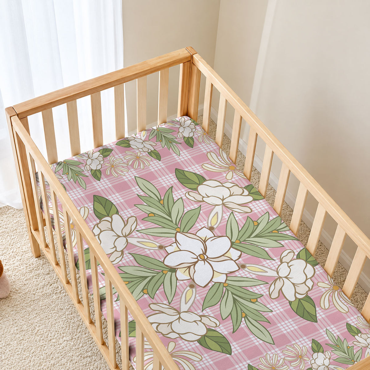 Squares Maile Leaf Baby Bed Cover Pink Palaka Hawaiian Quilt Pattern LT9 - Polynesian Pride